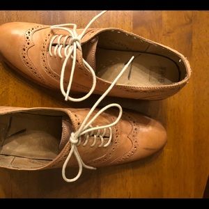 FRYE booties, 8B, 2 1/2” stacked heel, tan, laceup